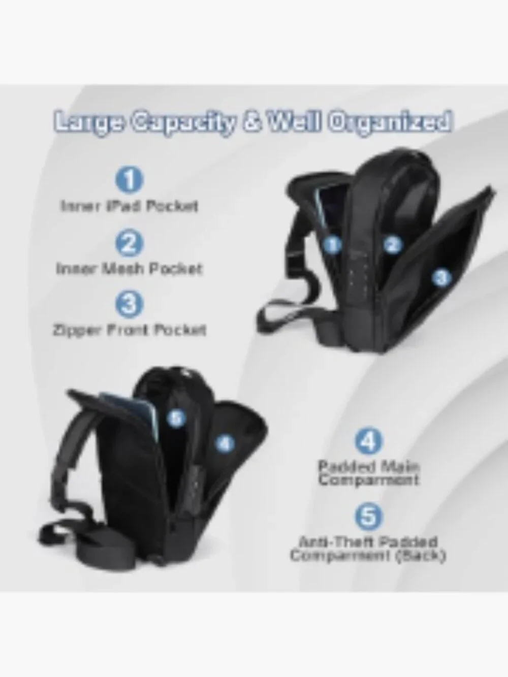 Men's Anti-Theft Crossbody Sling Bag with USB Port PU Leather Shoulder Pack